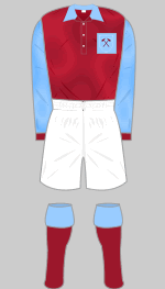 west ham united 1954-55 euro kit for floodlit games